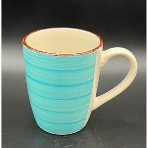 Royal Norfolk Turquoise Swirl Coupe Brown Trim RNF118 Teal Coffee Mug Cup 10 oz